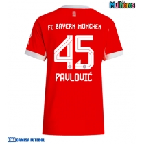 Camisa de Futebol Bayern Munich Aleksandar Pavlovic #45 Equipamento Principal Mulheres 2025-26 Manga Curta